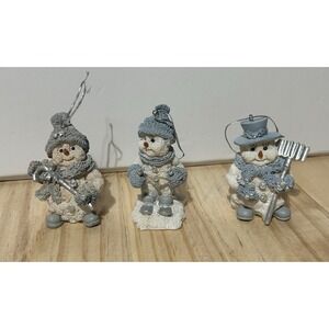 1999 Encore Snow Buddies Lot of 3 Skier Candy Cane Off to Work Ornament figurine